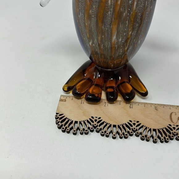 Vintage Art Glass Penguin, Cobalt Blue Gold Striped Handblown - Picture 11 of 12